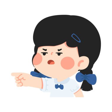 Sinirli Kız Parmak Gösterme Öğrencisi