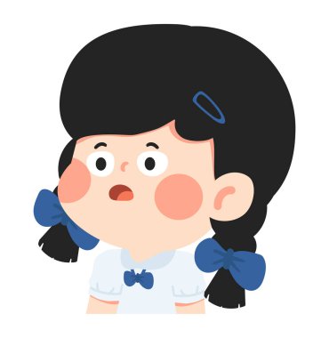 Örgü kuyruklu Süpriz Çizgi Filmci Kız tasviri