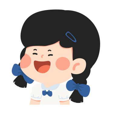 Mutlu Kız Öğrencisinin Çizgi Film Çizimi