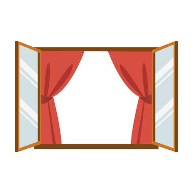 Pencereyi Kırmızı Perdeler Çizim dairesi ile Aç