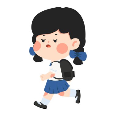 Sırt çantasıyla gezen öğrencinin çizimi