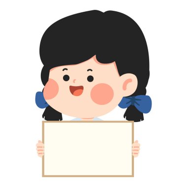 Çizgi film Kızı Boş Dikdörtgen İşaret Öğrencisi