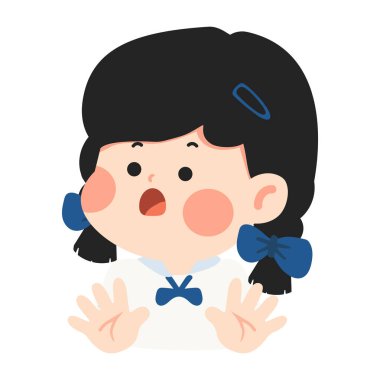 Şaşırmış Bir Kız Öğrencinin Çizgi Film Çizimi