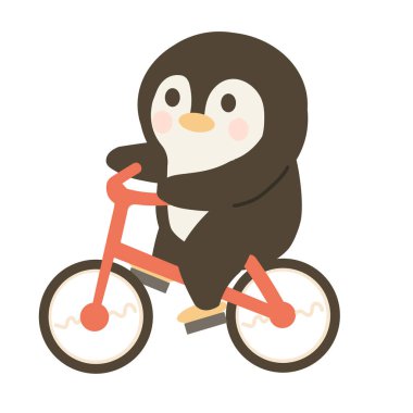 Bisiklete Binen Şirin Penguen Çizimi 