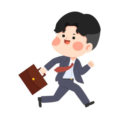 Çizgi film İşadamı Evrak Çantası Dairesinde Koşuyor