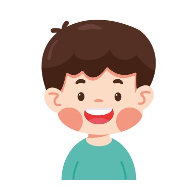 Mutlu bir gencin çizgi film çizimi.