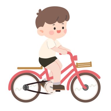 Bisiklet karikatürü süren çocuk.