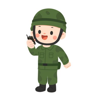 Telsizi olan bir askerin resmi.