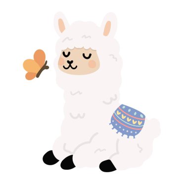 Kelebek hayvanlı Lama Çizgi Filmi