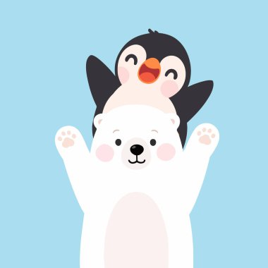 Kutup Ayısı Çizimi Hayvanı Üzerine Çizgi Penguen