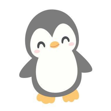 Mutlu sevimli penguen çizgi film karakteri sanat hayvanı