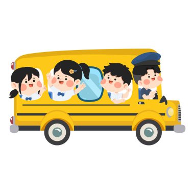 Okul servisine binen Öğrencilerin Çizimi