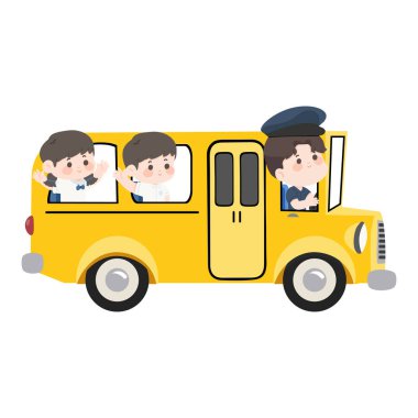 Öğrencilerle Okul Otobüslerinin Çizgi Film Çizimi