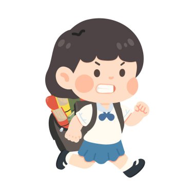 Üzgün Öğrenci Kız Çizgi Filmi Geç Kalan Öğrenci