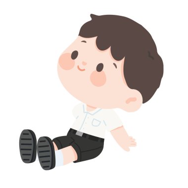 Oturan bir öğrencinin karikatür çizimi