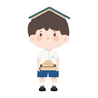 Kitap Yığını Tutan Öğrenci İllüstrasyonuName