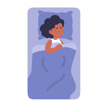 Yatakta Huzurlu Uyuyan Kadın Çizgi Filmi