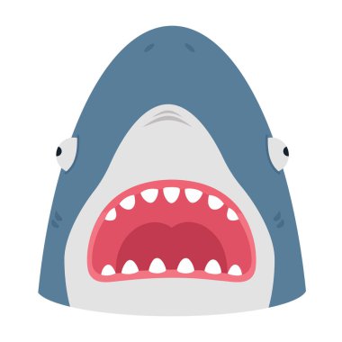 Çizgi film köpekbalığı tasviri Açık Ağızlı Düz