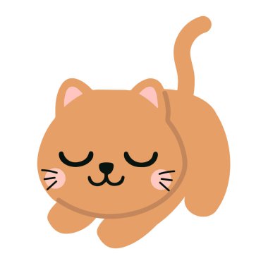 Kızıl Kedi Uyuyan Hayvanın Çizgi Film Çizimi