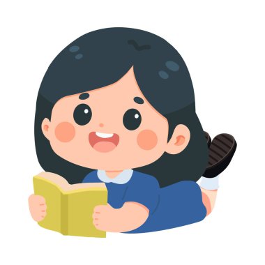 Çizgi film kızı Kitap okuyor.