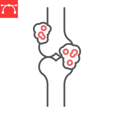Kemik kanseri çizgisi ikonu, onkoloji ve ilaç, osteojenik sarkoma vektör ikonu, vektör grafikleri, düzenlenebilir felç çizgisi işareti, 10 birim.