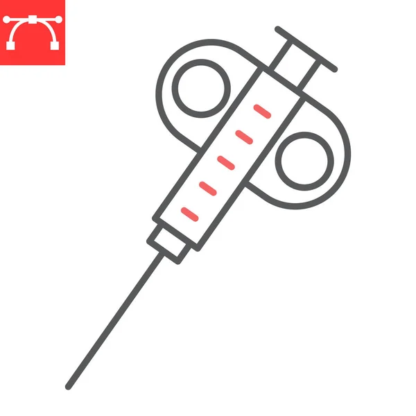 Biopsy Device Line Icon Oncology Diagnostics Biopsy Needle Vector Icon — Stock Vector
