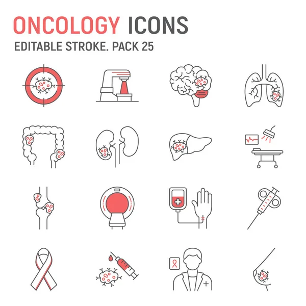 Onkologie Linie Symbolset Medizinische Sammlung Vektorgrafiken Logo Illustrationen Krebstherapie Vektorsymbole — Stockvektor