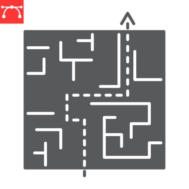 Labirent sembolü, çözüm ve iş dünyası, labirent vektör simgesi, vektör grafikleri, düzenlenebilir felç katı işareti, 10 Pound.