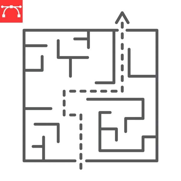 Maze Line Icoon Oplossing Bedrijf Labyrint Vector Icoon Vector Graphics Rechtenvrije Stockvectors