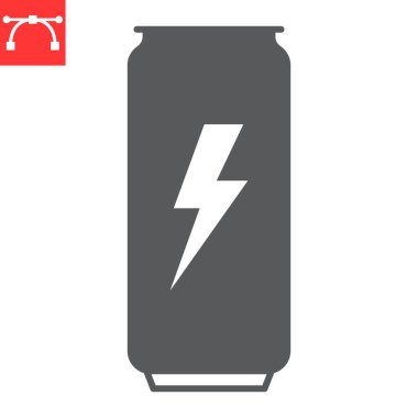 Enerji içeceği sembolü, takviye ve vitaminler, kafein vektör ikonu, vektör grafikleri, düzenlenebilir felç işareti, 10 Pound.