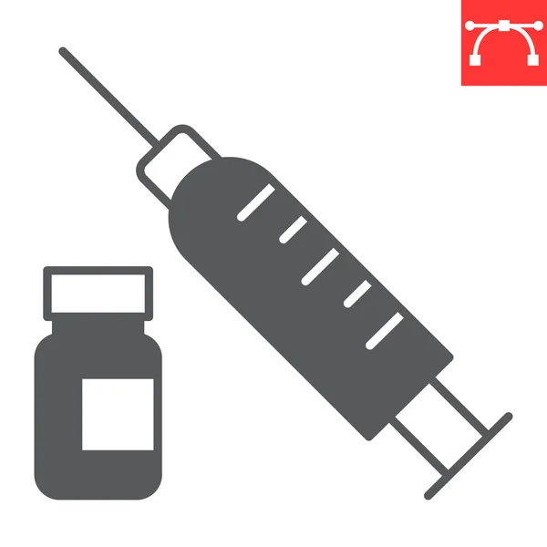 Icône Glyphe Injection Vitamine Suppléments Santé Icône Vecteur Seringue Flacon — Image vectorielle