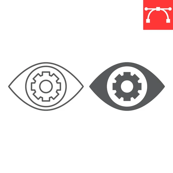 Vision Line Glyph Icon Solution Business Eye Cogwheel Vector Icon — 스톡 벡터