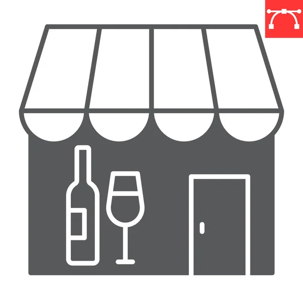 Винний Магазин Гліф Значок Ресторан Алкоголь Магазин Векторні Іконки Векторна — стоковий вектор