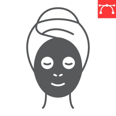 SPA yüz maskesi simgesi, kozmetik ve rahatlama, SPA prosedür vektör ikonu, vektör grafikleri, düzenlenebilir felç katı işareti, 10 PS.