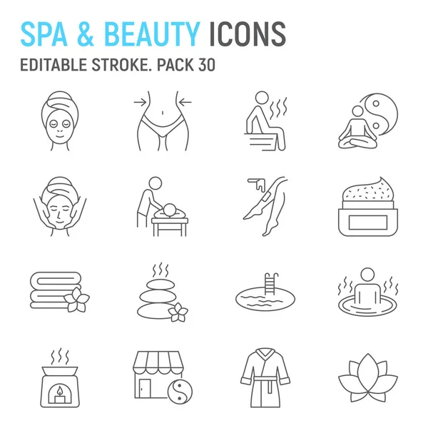 Spa Und Beauty Line Symbolset Gesundheits Kollektion Beauty Verfahren Vektorgrafiken Stockillustration