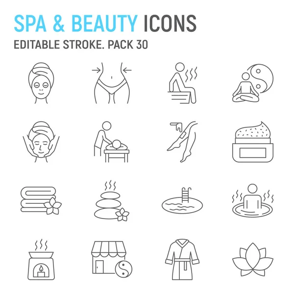 Set Iconos Línea Belleza Spa Colección Salud Gráficos Vectoriales Procedimientos Ilustración de stock