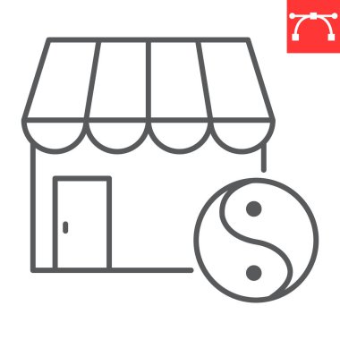 Spa salonu çizgisi simgesi, bina ve rahatlama, güzellik salonu vektör ikonu, vektör grafikleri, düzenlenebilir çizgi işareti, 10.