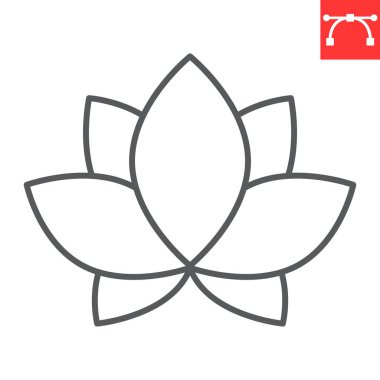 Lotus çizgisi simgesi, SPA ve çiçek, su zambağı vektör simgesi, vektör grafikleri, düzenlenebilir çizgi işareti, 10 PS.