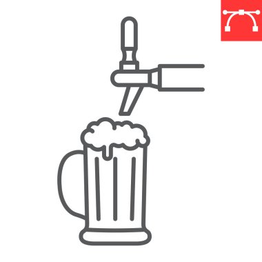 Bira tap hattı ikonu, oktoberfest ve alkol, bira vinç vektör ikonu, bira dökme vektör grafikleri, düzenlenebilir çizgi işareti, 10.