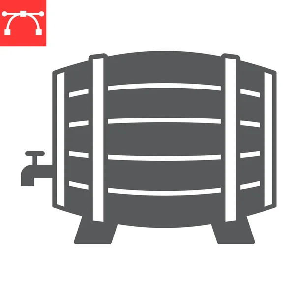 Beer Barrel Glyph Icon Oktoberfest Alcohol Keg Beer Vector Icon — Stock Vector