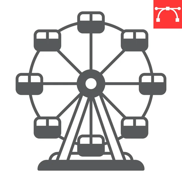 Іконка Гліфом Колеса Ферріса Значок Гліфів Розваг Значок Каруселі Векторний — стоковий вектор