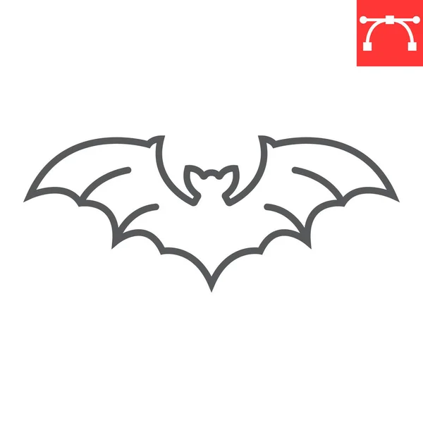 Bat Line Icon Halloween Holiday Flying Animal Vector Icon Bat — Stock Vector