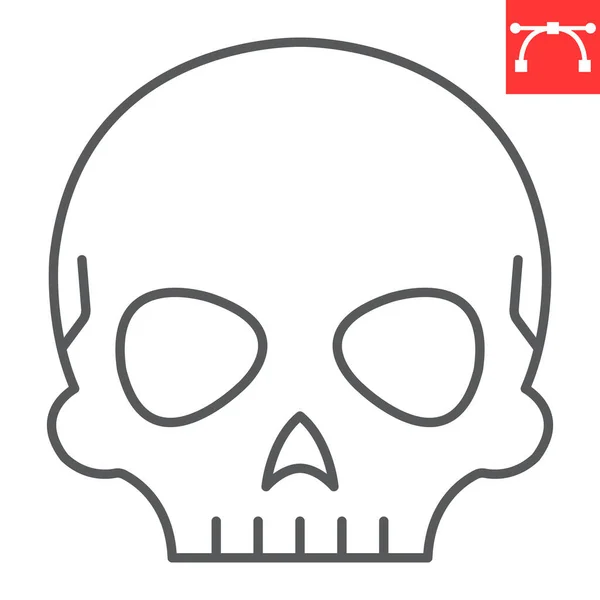 Skull Line Icon Halloween Holiday Cranium Vector Icon Human Head — Stock Vector