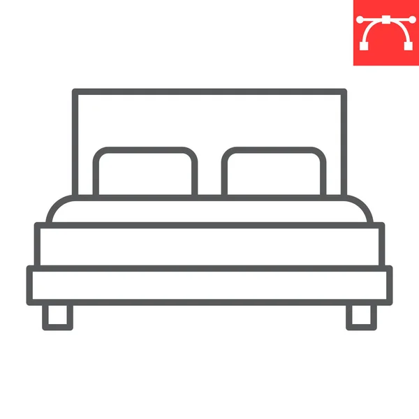 Doppelbett Linien Symbol Schlafzimmer Und Hotelservice Bettwäsche Vektor Symbol Vektorgrafik Vektorgrafiken