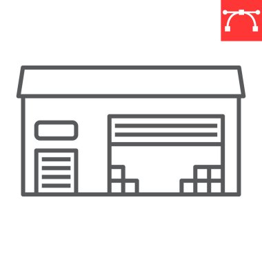 Depo çizgisi simgesi, lojistik ve depolama, depo vektör simgesi, vektör grafikleri, düzenlenebilir çizgi işareti, 10 PS.