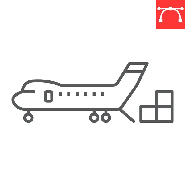 Cargo airplane line icon, logistic and transportation, air shipping vector icon, vector graphics, editable stroke outline sign, eps 10.