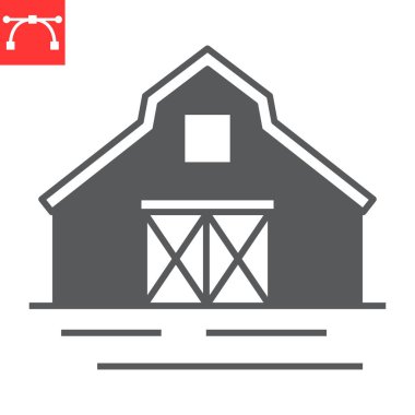 Ahır sembolü, yapı ve tarım, çiftlik ahırı vektör ikonu, vektör grafikleri, düzenlenebilir felç katı işareti, 10 PS.