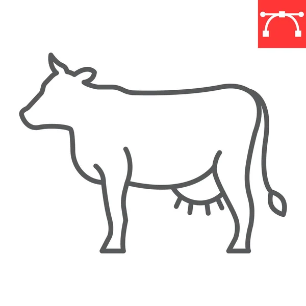 Cow Line Icoon Boerderij Landbouw Koe Vlees Vector Icoon Vector Rechtenvrije Stockillustraties