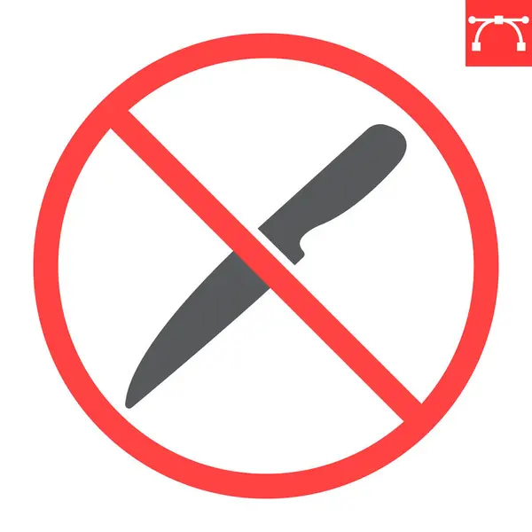 Ningún Icono Glifo Cuchillo Prohibición Prohibido Ningún Signo Arma Gráficos Ilustración de stock