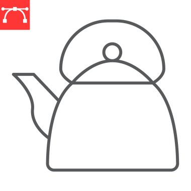 Kettle çizgi simgesi, mutfak ve çaydanlık, çaydanlık vektör simgesi, vektör grafikleri, düzenlenebilir çizgi işareti, 10 PS.